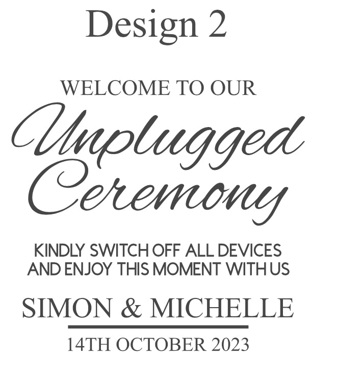 Unplugged Ceremony Sign Vinyl / Decal