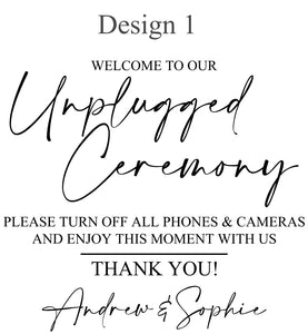 Unplugged Ceremony Sign Vinyl / Decal