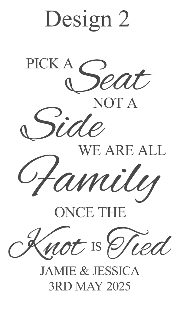 Pick A Seat Sign Vinyl / Decal